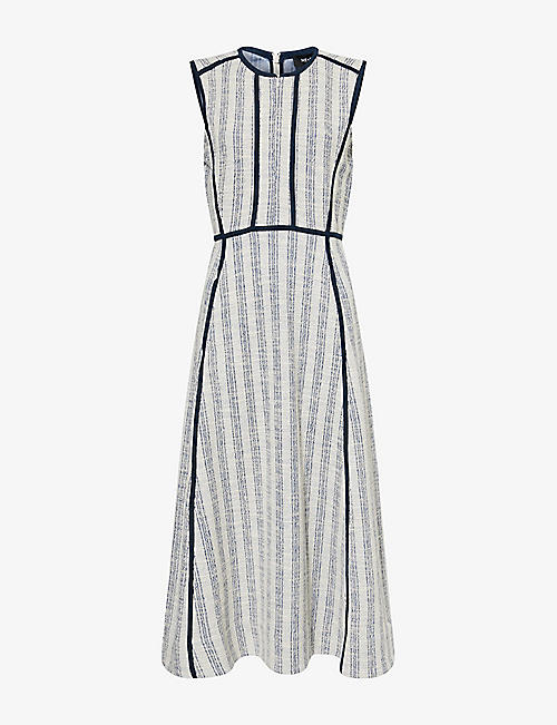 Textured Striped Woven Midi Dress