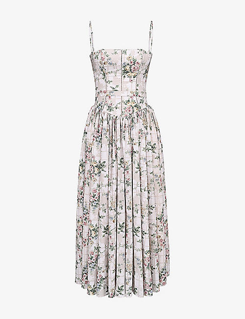 Ysabella Floral-Print Stretch-Cotton Midi Dress