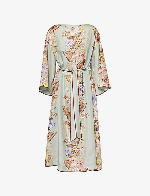 Coco Belted Silk Midi Dress