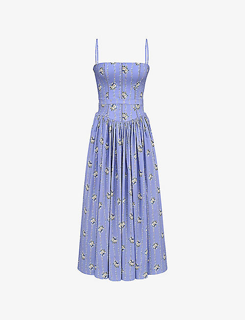 Ysabella Panelled Cotton Midi Dress