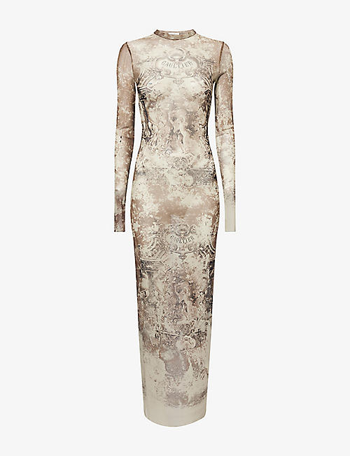 Médaillon Long-Sleeve Mesh Maxi Dress