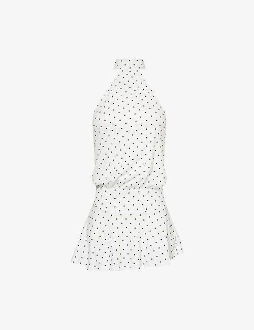 Enya Polka-Dot Backless Cotton Mini Dress