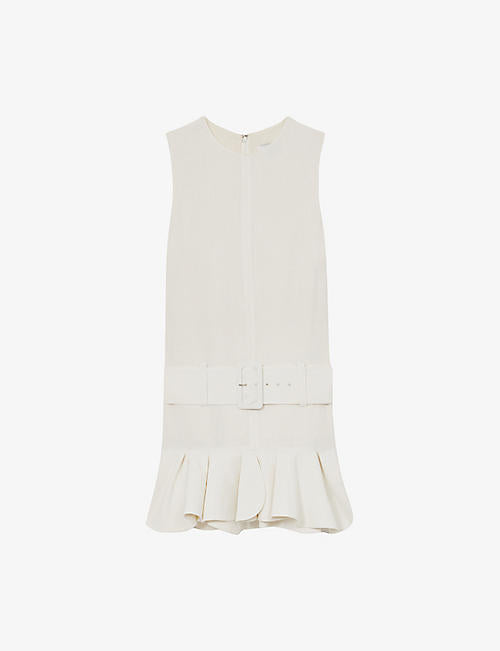 Sleeveless Belted-Waist Woven Mini Dress