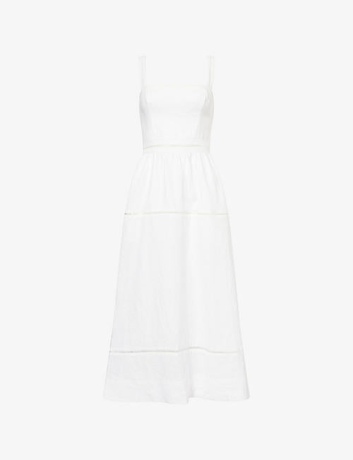Everett Square-Neck Linen Midi Dress