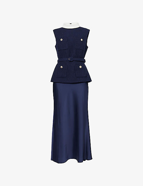 Boucle Sleeveless Woven Midi Dress